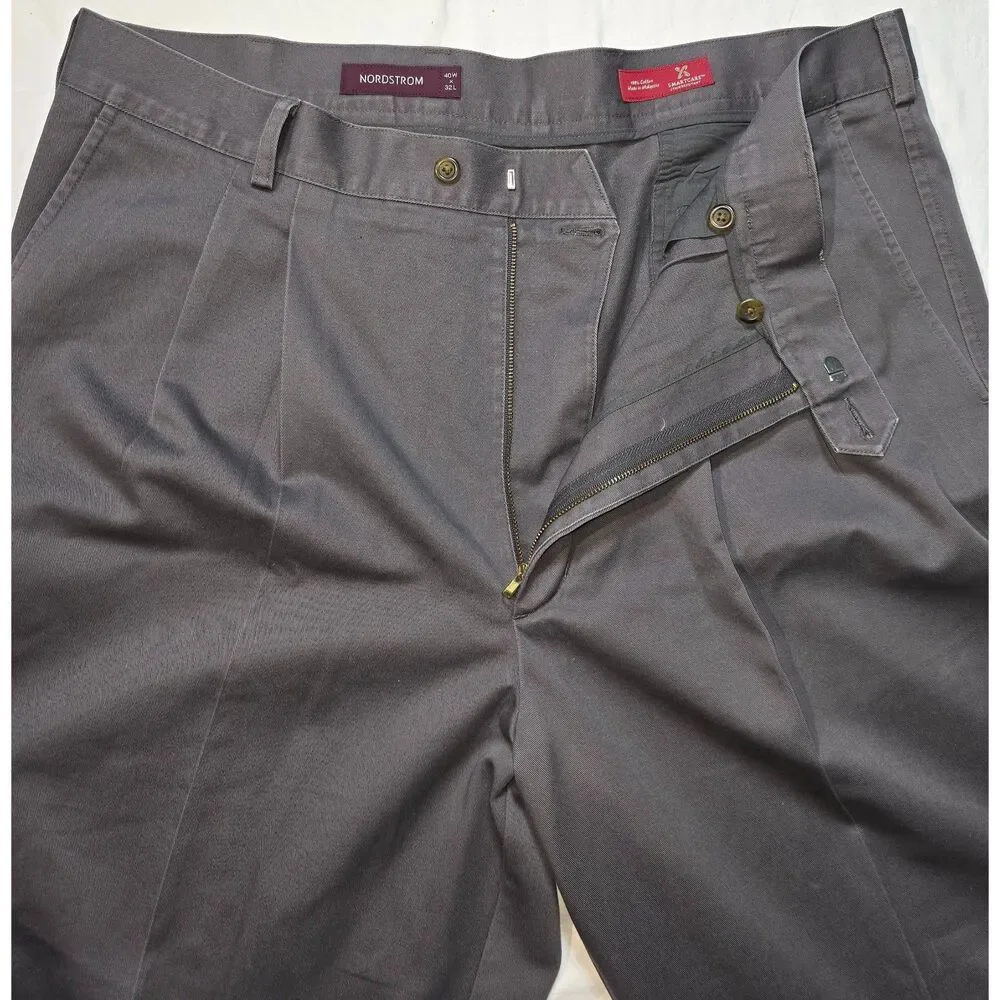 Nordstrom Smartcare Stain Resistant Gray Size 40x32 Men's Chino Pants - 53
